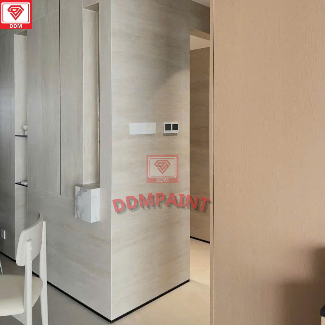 Bề mặt tấm ốp đá dẻo Travertine mang sắc độ nhẹ, phù hợp nhiều phong cách nội thất.