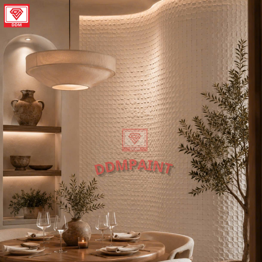 Tấm ốp đá dẻo vân gạch Mosaic D D M tại công trình thực tế